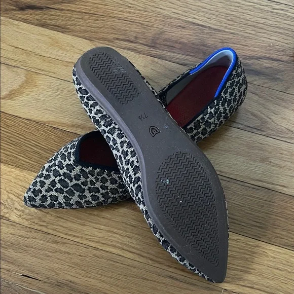 Rothy's Black and Cream Leopard Flats - Picture 2 of 6